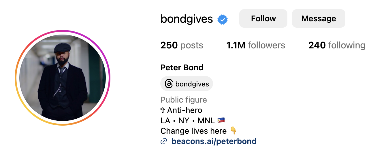 BondGives IG Profile Screenshot